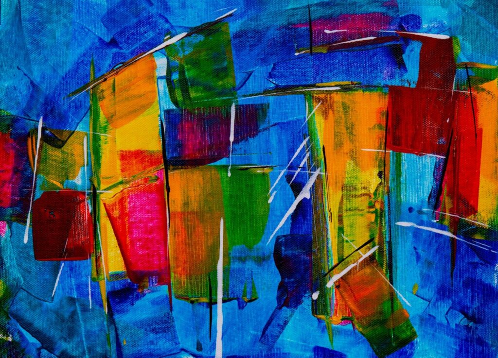 Abstract art with vibrant colors and shapes.