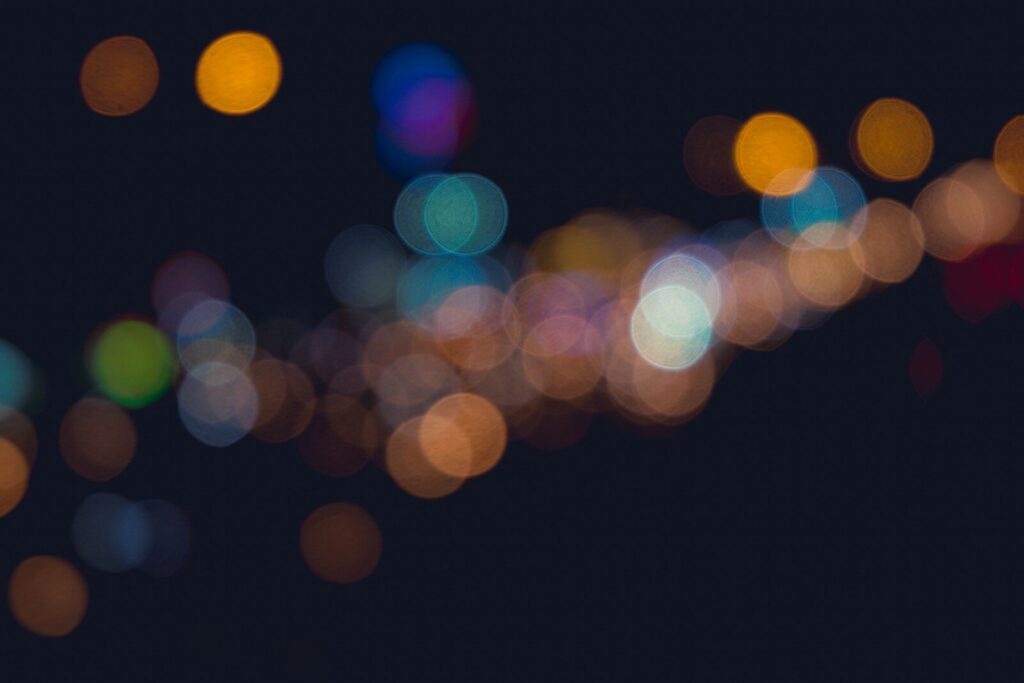 Fascinating bokeh effect with blurred lights.