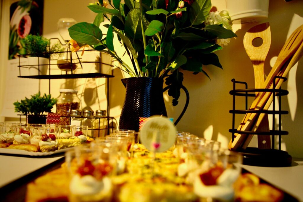 Artful arrangement of gourmet dishes on a plate.