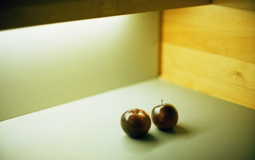 Food in soft light, appetizingly arranged.
