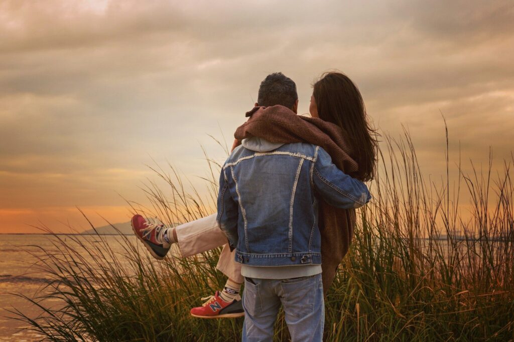 Romantic couple in a picturesque setting.